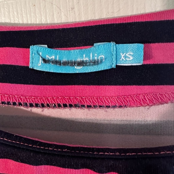 J. McLaughlin XS Pink Navy Striped Wavesong Catalina Cloth Nautical Boat Neck - Picture 2 of 8